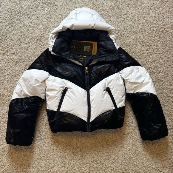 Goldbergh Courage Quilted Ski Jacket Puffer Striped Black White NWT US 4 - Picture 4 of 11